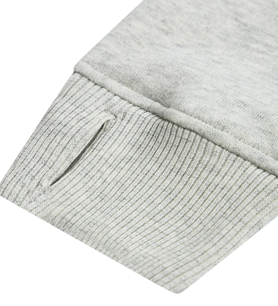 Abercrombie & Fitch Hættetrøje - Lysegråmeleret m. Print