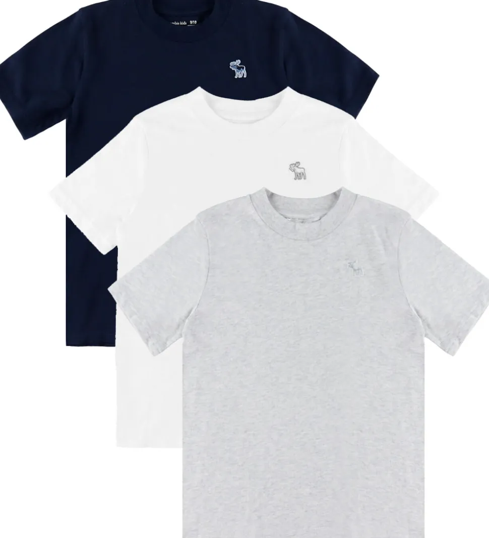 Abercrombie & Fitch T-shirts - 3-pak - Navy Blazer/Hvid/Gråmeler