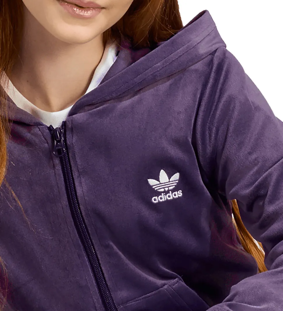 adidas Originals Cardigan - Velour - Aurora Plum/Hvid