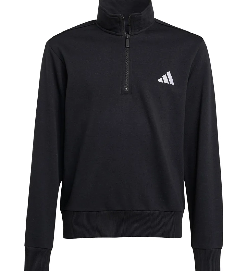 adidas Performance Sweatshirt - J SL FT HZ 220 - Sort/Hvid