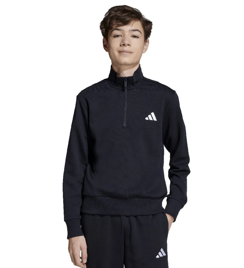 adidas Performance Sweatshirt - J SL FT HZ 220 - Sort/Hvid