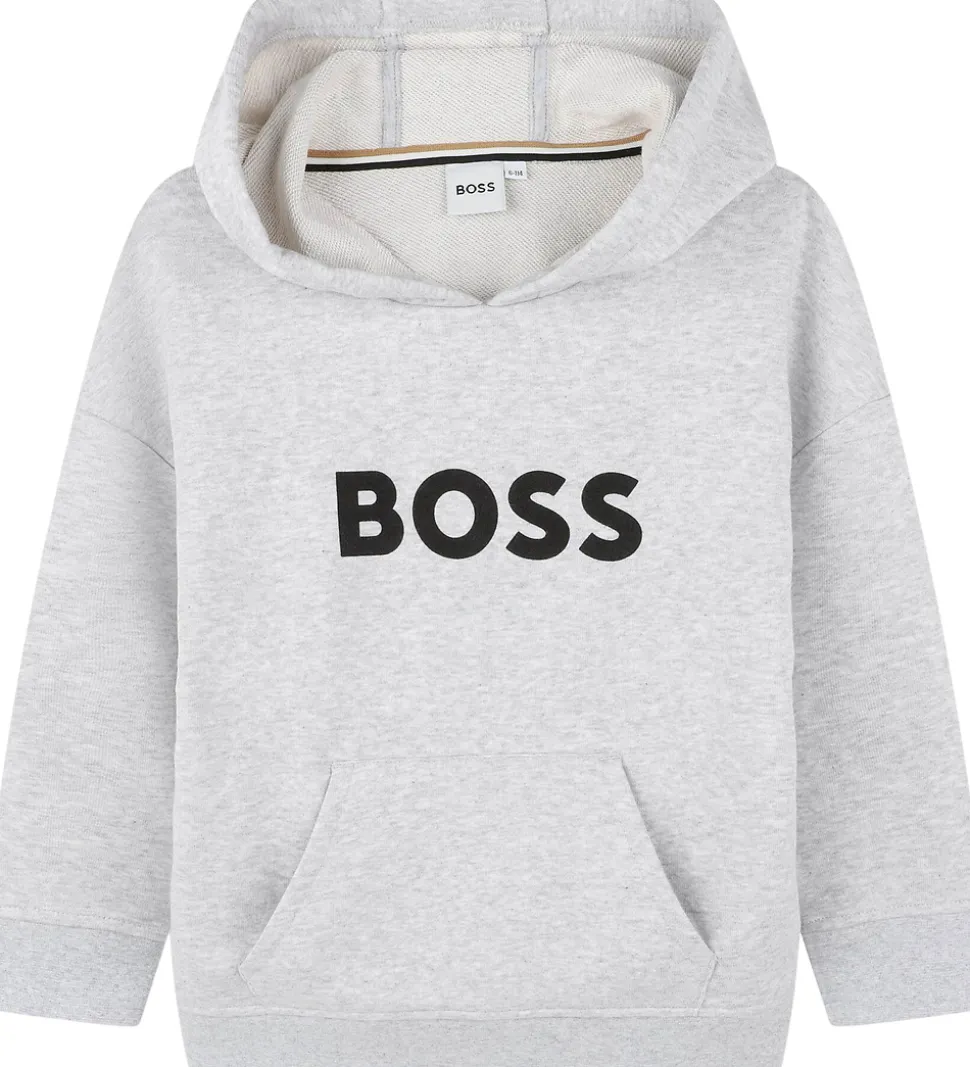BOSS Hættetrøje - Gråmeleret m. Logo