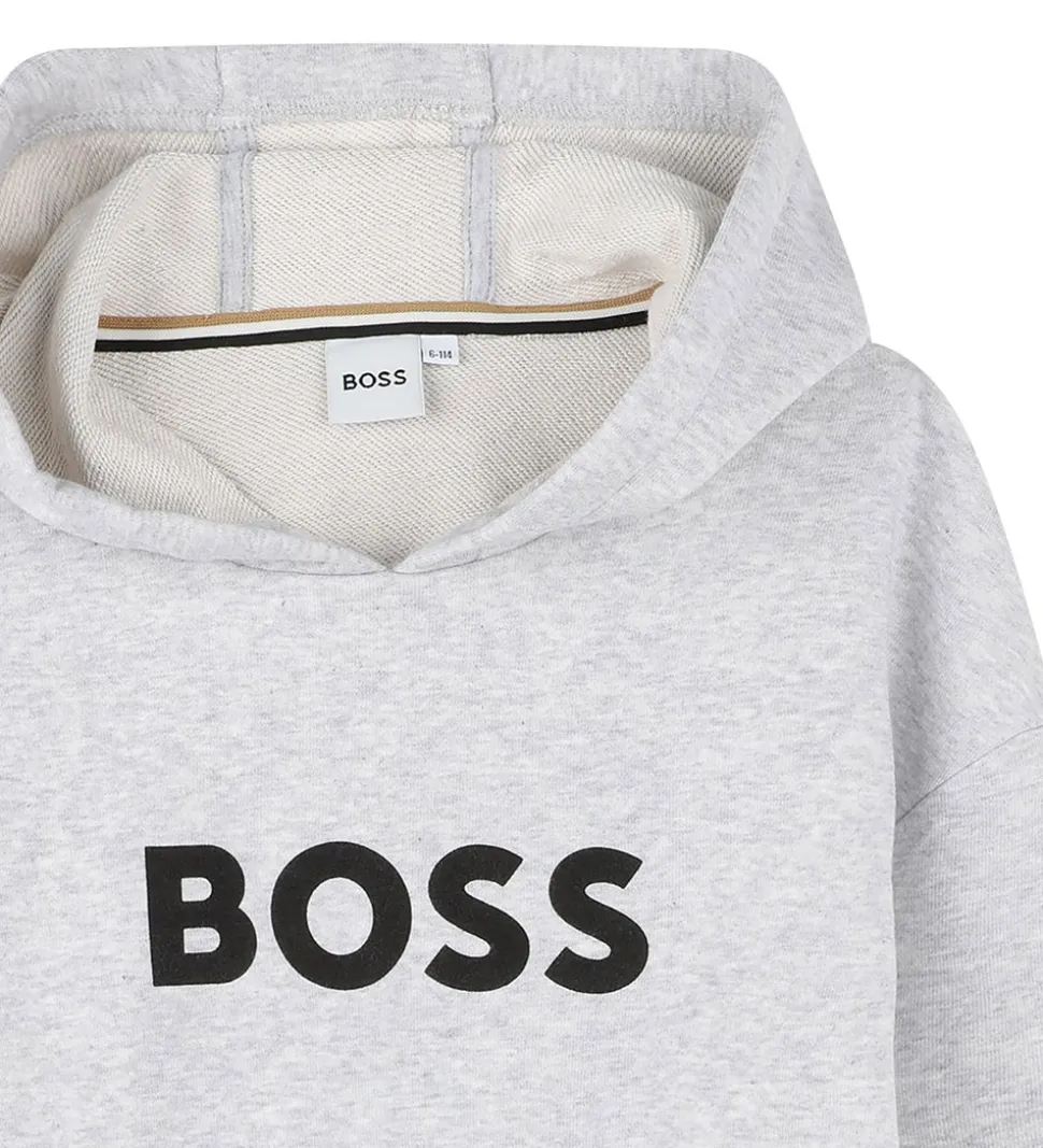 BOSS Hættetrøje - Gråmeleret m. Logo