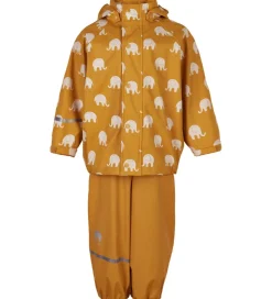 CeLaVi Regntøj m. Seler - PU - Mineral Yellow m. Elefanter