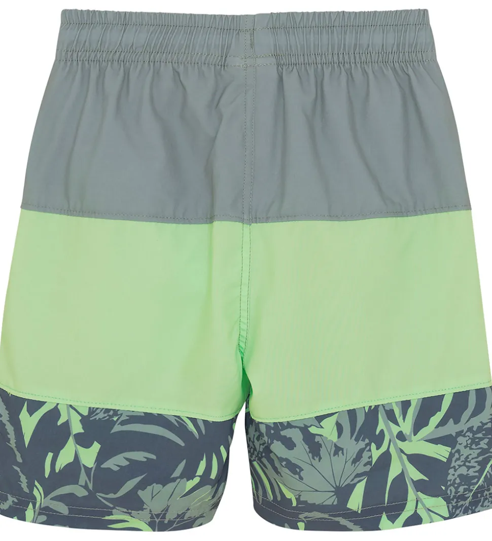 Color Kids Badeshorts - Colorblock - Green Ash m. Print