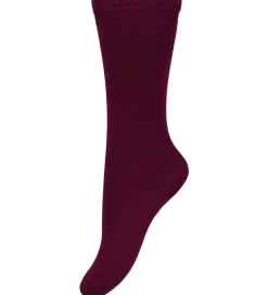 Condor Knæstrømper m. Blondekant - Syrah
