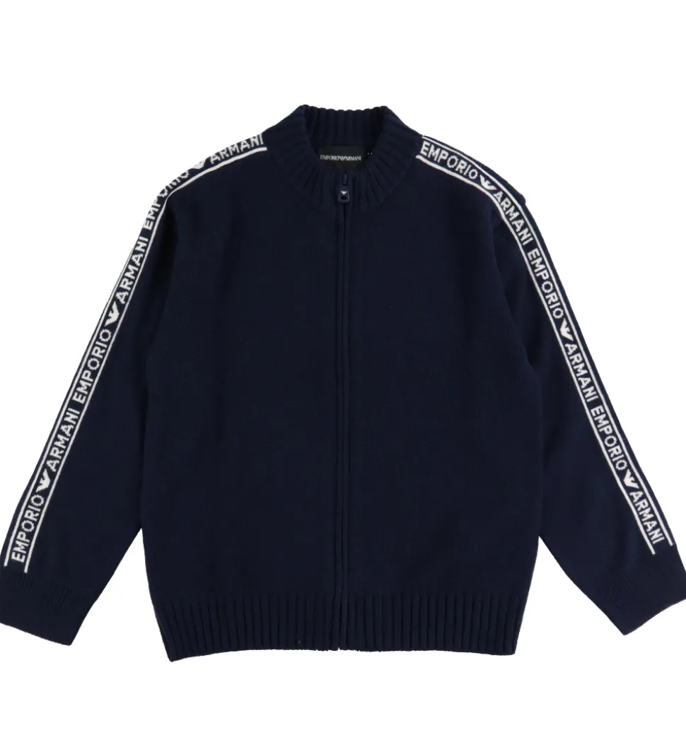 Emporio Armani Cardigan - Akryl/Uld - Navy m. Logostriber