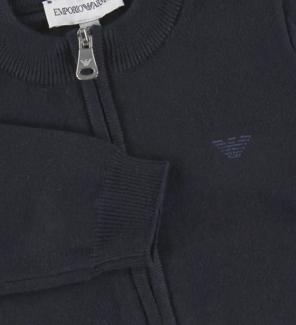 Emporio Armani Cardigan - Bomuld/Uld - Navy