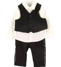 Emporio Armani Sæt - Skjorte/Vest/Bukser - Sort/Hvid