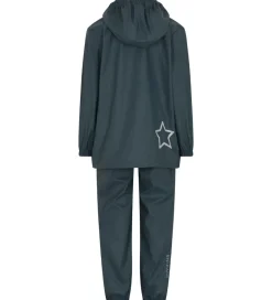 En Fant Regntøj m. Seler - PU - Dark Slate