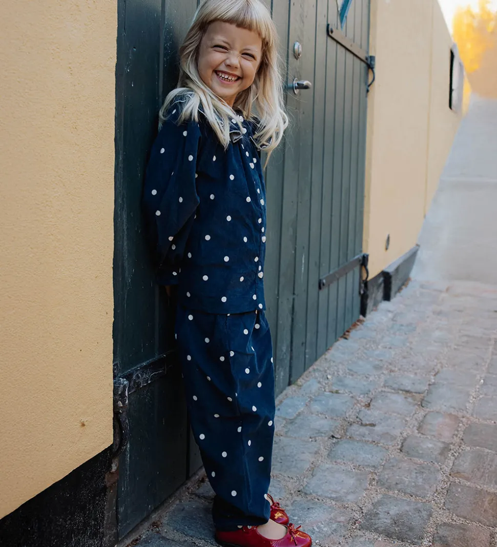 Fliink Bukser - Fløjl - Dolly - Insignia Blue AOP