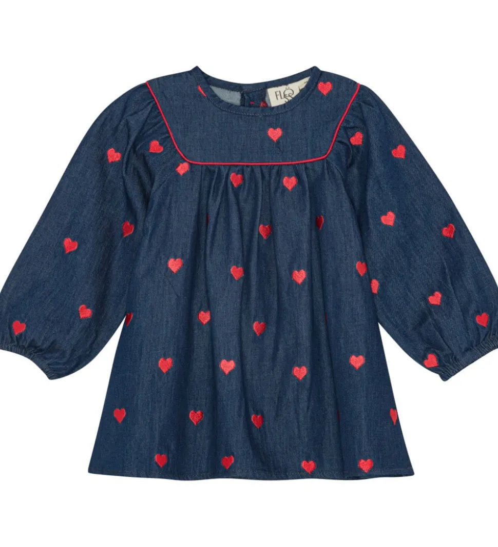 Flöss Kjole - Denim - Amee - Mid Blue Heart