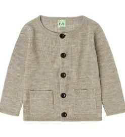 FUB Cardigan - Rib - Strik - Uld - Oat Melange