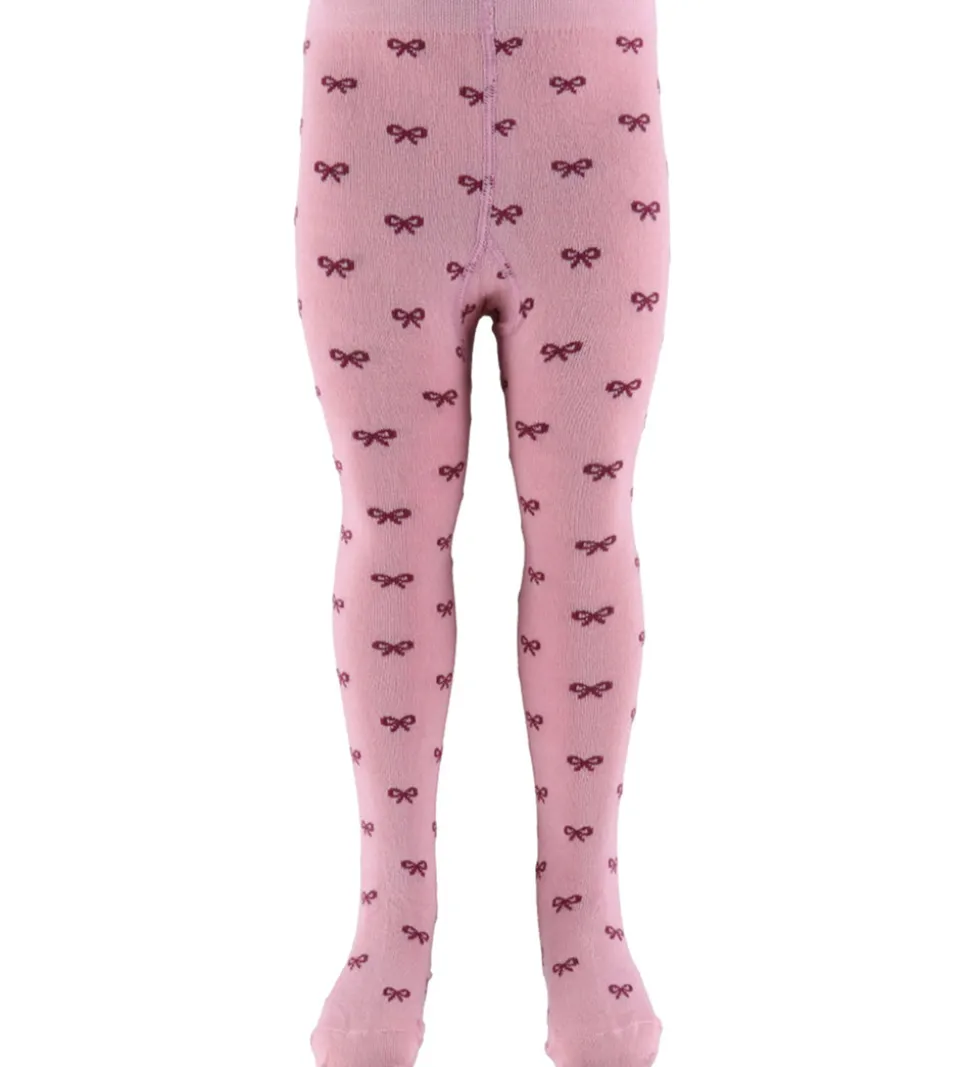 Fuzzies Strømpebukser - Rosa/Bordeaux m. Sløjfer