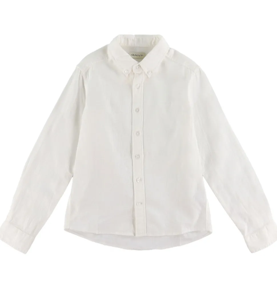 GANT Skjorte - Hør/Bomuld - Hvid