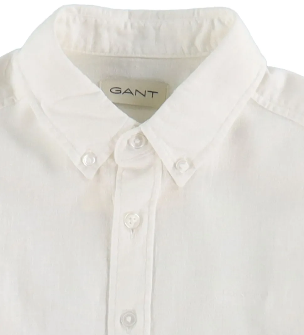 GANT Skjorte - Hør/Bomuld - Hvid