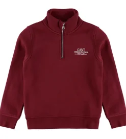 GANT Sweatshirt - Graphic - Half Zip - Plumped Red
