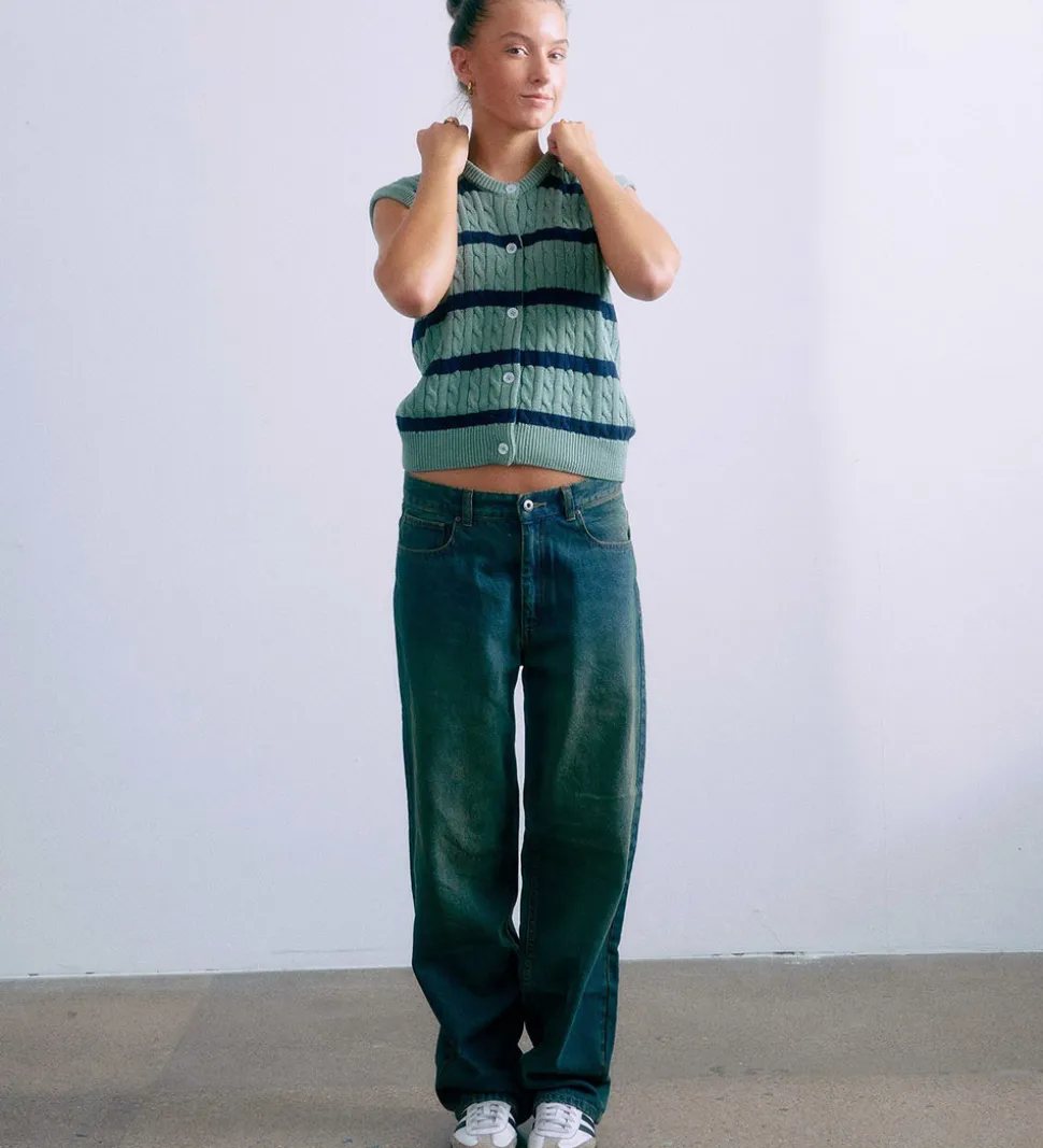 Grunt Vest - Strik - GrLine - Dust Green/Navy