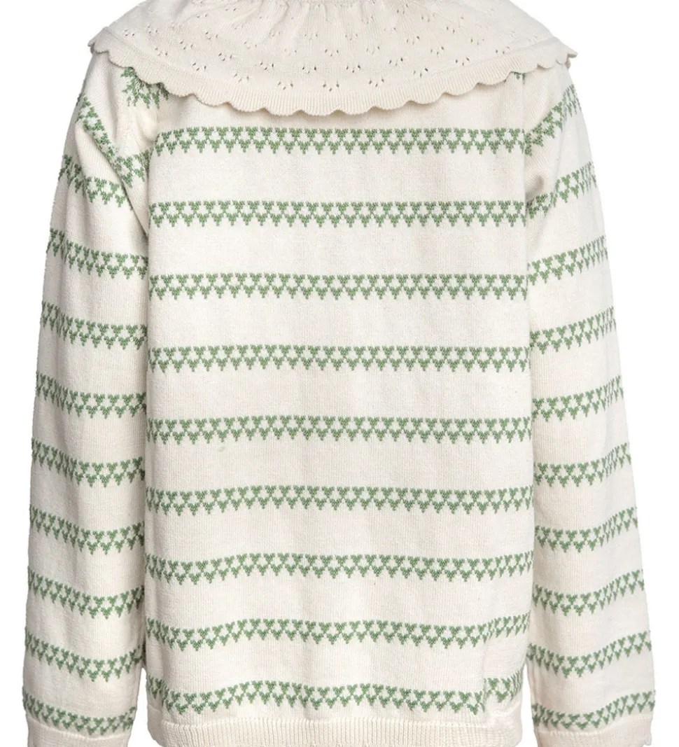 Hanevild Cardigan - Strik - Heart - Off White/Shale Green