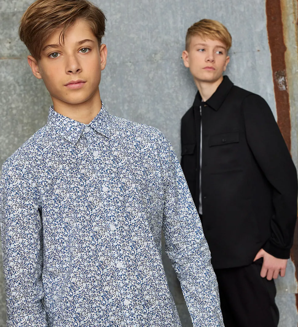 Hound Skjorte - Hvid/Blå m. Blomster