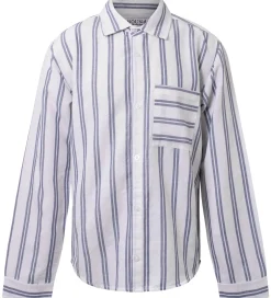 Hound Skjorte - Linen Blend - Deep Blue/Hvid