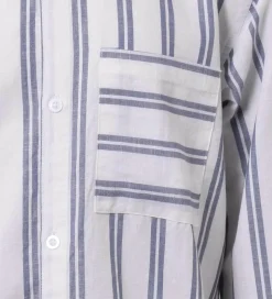 Hound Skjorte - Linen Blend - Deep Blue/Hvid