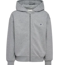 Hummel Cardigan - HmlJR Loose Zip - Gråmeleret m. Logo