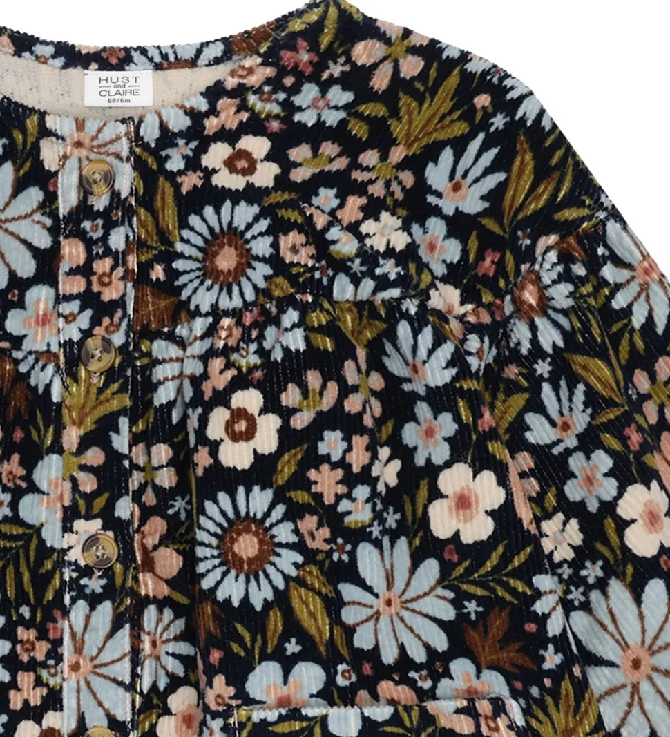 Hust and Claire Fløjlskjole - HCKaroline - Light Blue/Navy m. Bl