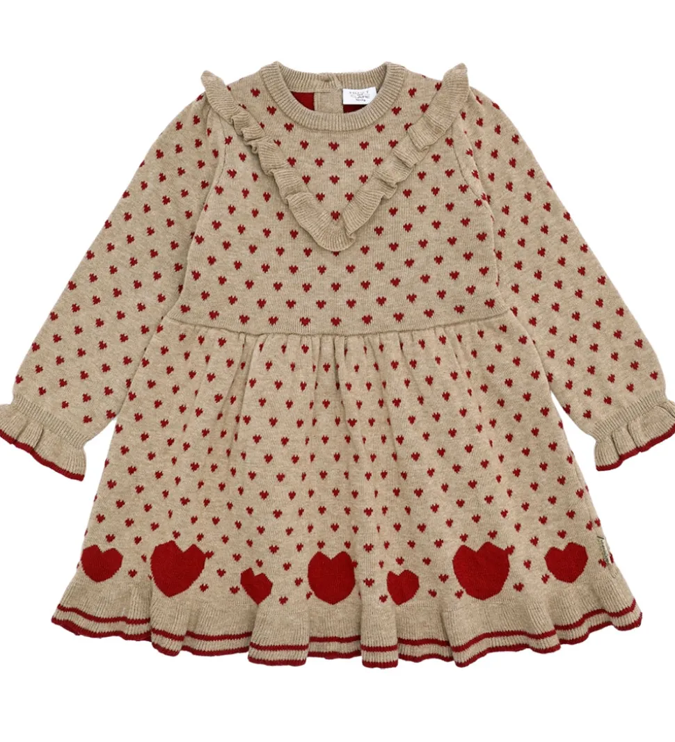Hust and Claire Kjole - Strik - HCKarina - Biscuit/Rød m. Hjerte