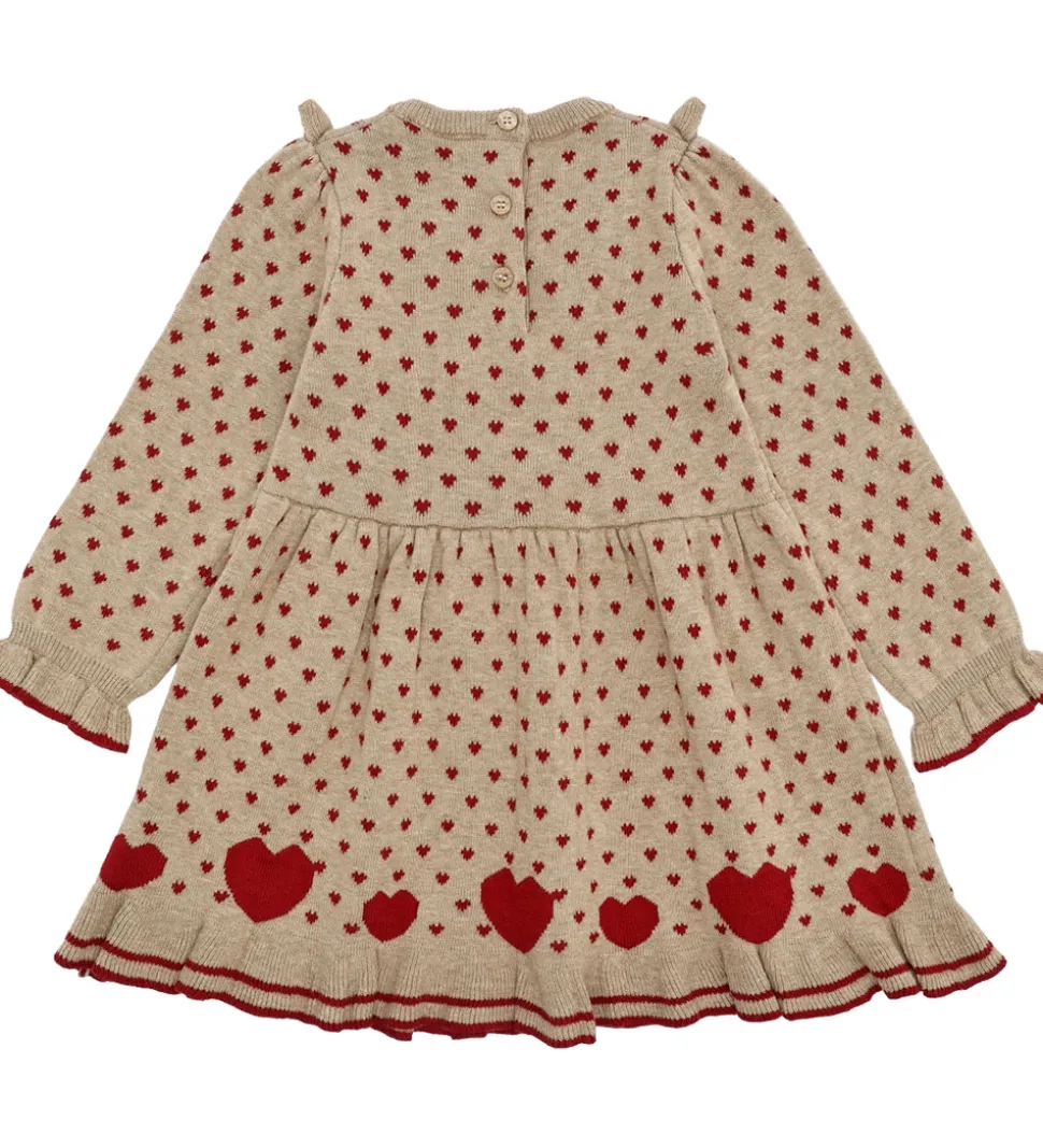 Hust and Claire Kjole - Strik - HCKarina - Biscuit/Rød m. Hjerte