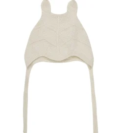 Huttelihut Babyhjelm m. Ører - Alpakauld - Strik - Off-white