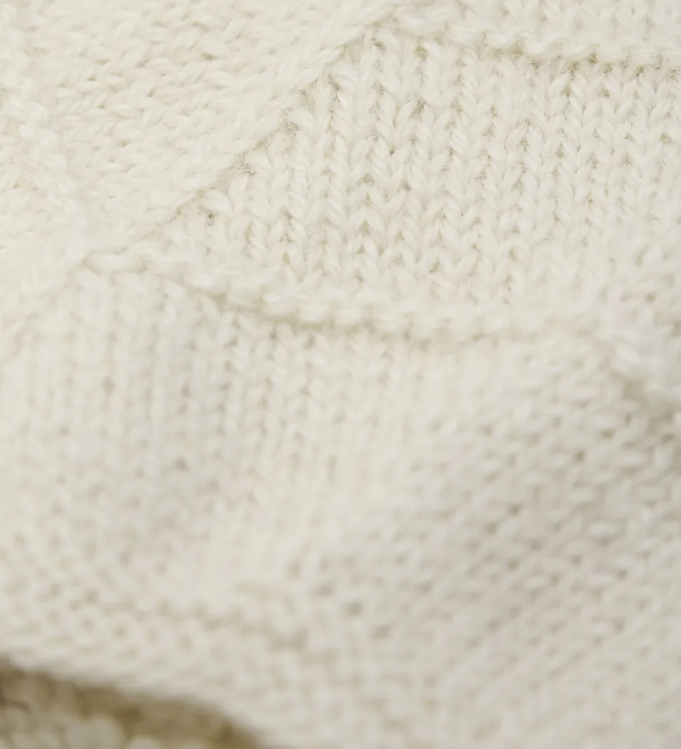 Huttelihut Babyhjelm m. Ører - Alpakauld - Strik - Off-white