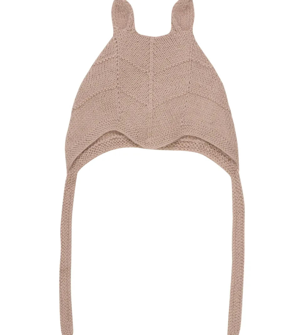 Huttelihut Babyhjelm m. Ører - Alpakauld - Strik - Mahogany Rose