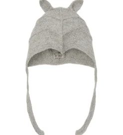 Huttelihut Babyhjelm m. Ører - Alpakauld - Strik - Gråmeleret