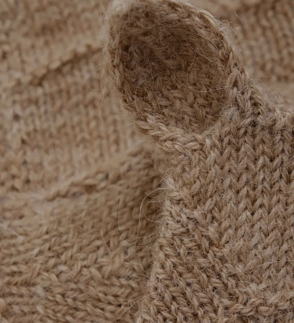 Huttelihut Babyhjelm m. Ører - Alpakauld - Strik - Camel Melange