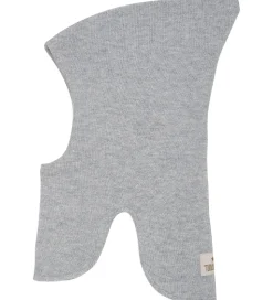 Huttelihut Elefanthue - 2-lags - Uld - Strik - Lysegråmeleret