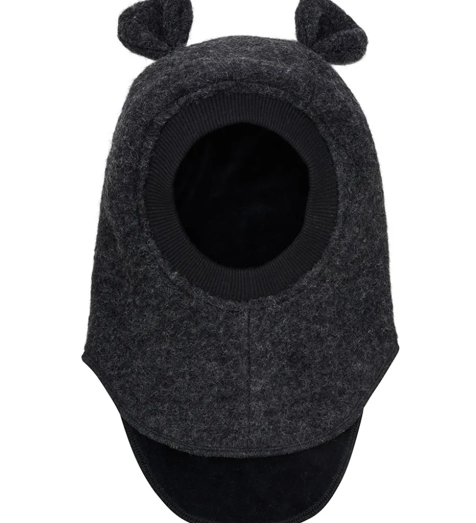 Huttelihut Elefanthue - Uld - 2-lags - Dark Grey Melange m. Ører