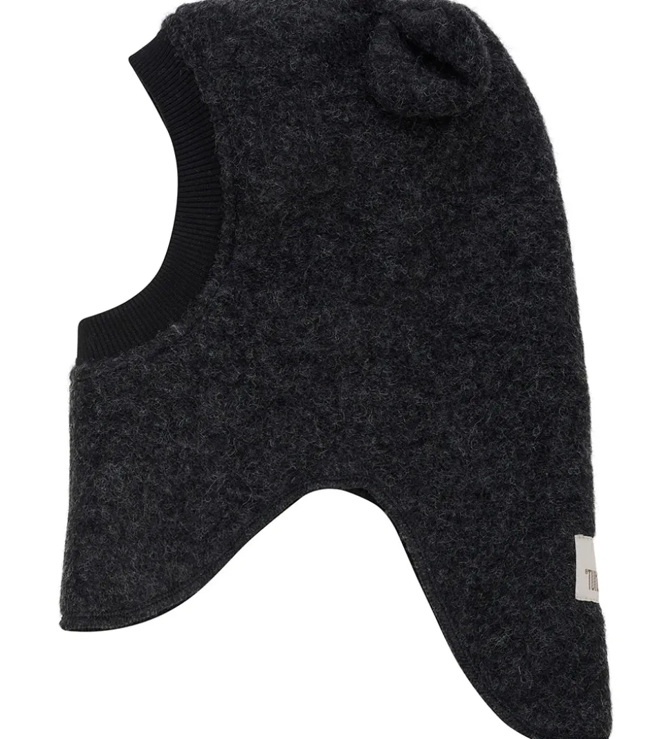 Huttelihut Elefanthue - Uld - 2-lags - Dark Grey Melange m. Ører