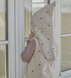 Huttelihut Elefanthue - Uld - 2-lags - Sand Melange m. Hjerter