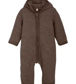 Huttelihut Køredragt - Uldfleece - Brown Melange m. Ører