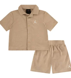 Jordan Shortssæt - Skjorte/Shorts - Frotté - Hemp m. Logo