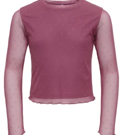 Kids Only Bluse - KogJada - Mesh - Rose Wine/Dtm Rhinestones