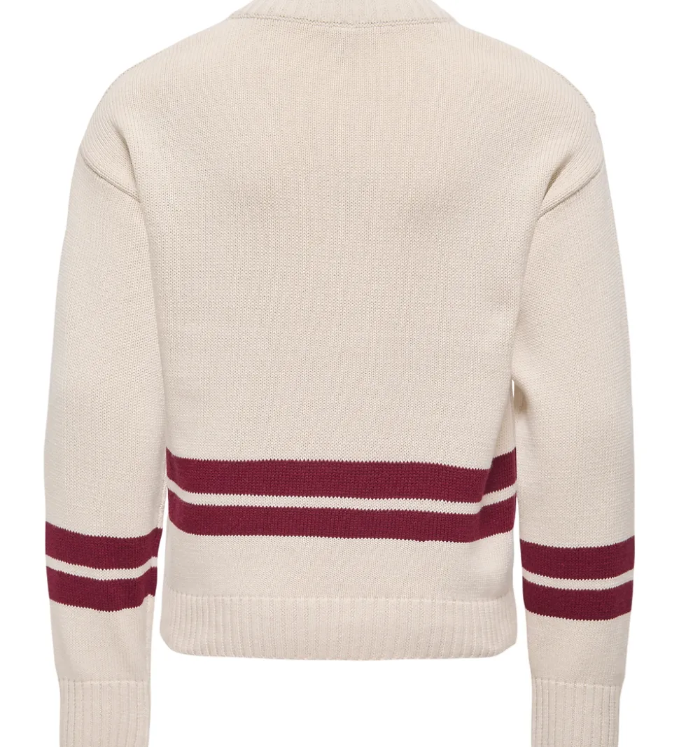 Kids Only Bluse - Strik - KogJanny - Birch/Badge/Cabernet