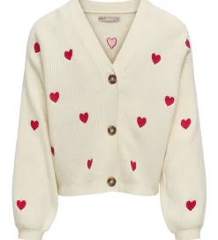 Kids Only Cardigan - Rib - Strik - KogDana - Birch/EMB Hearts -