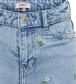 Kids Only Shorts - KogCobain - Light Blue Denim/Flower Embroide
