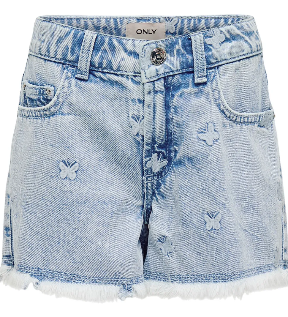 Kids Only Shorts - KogRobyn - Lyseblå Denim/Sommerfugl