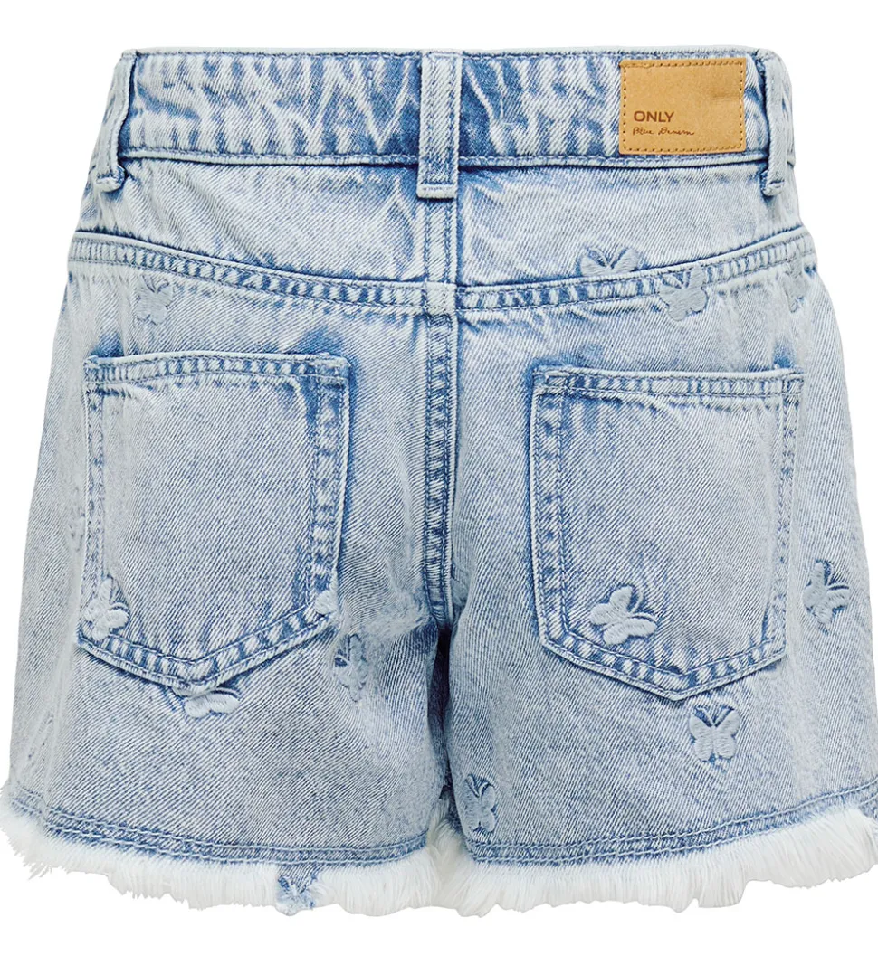 Kids Only Shorts - KogRobyn - Lyseblå Denim/Sommerfugl