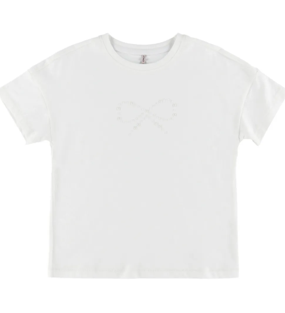 Kids Only T-shirt - KogKate - Pearl - Cloud Dancer/Bow
