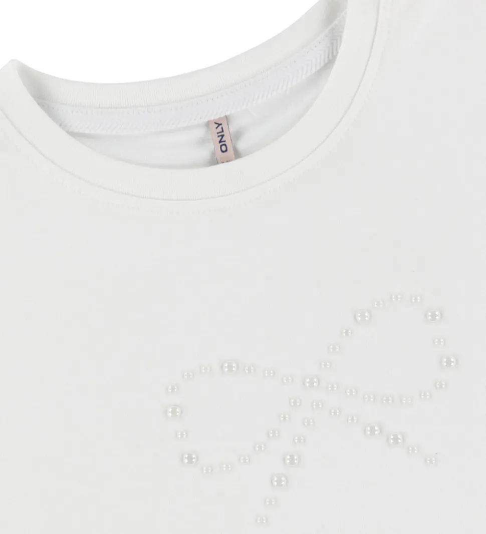 Kids Only T-shirt - KogKate - Pearl - Cloud Dancer/Bow