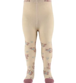 Melton Strømpebukser - Uld - cat Love - Ivory Cream